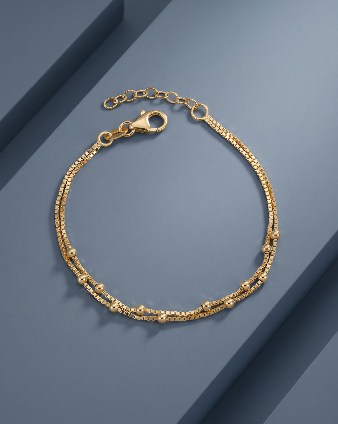 18kt Gold Plated Metal Ball Double Chain Bracelet