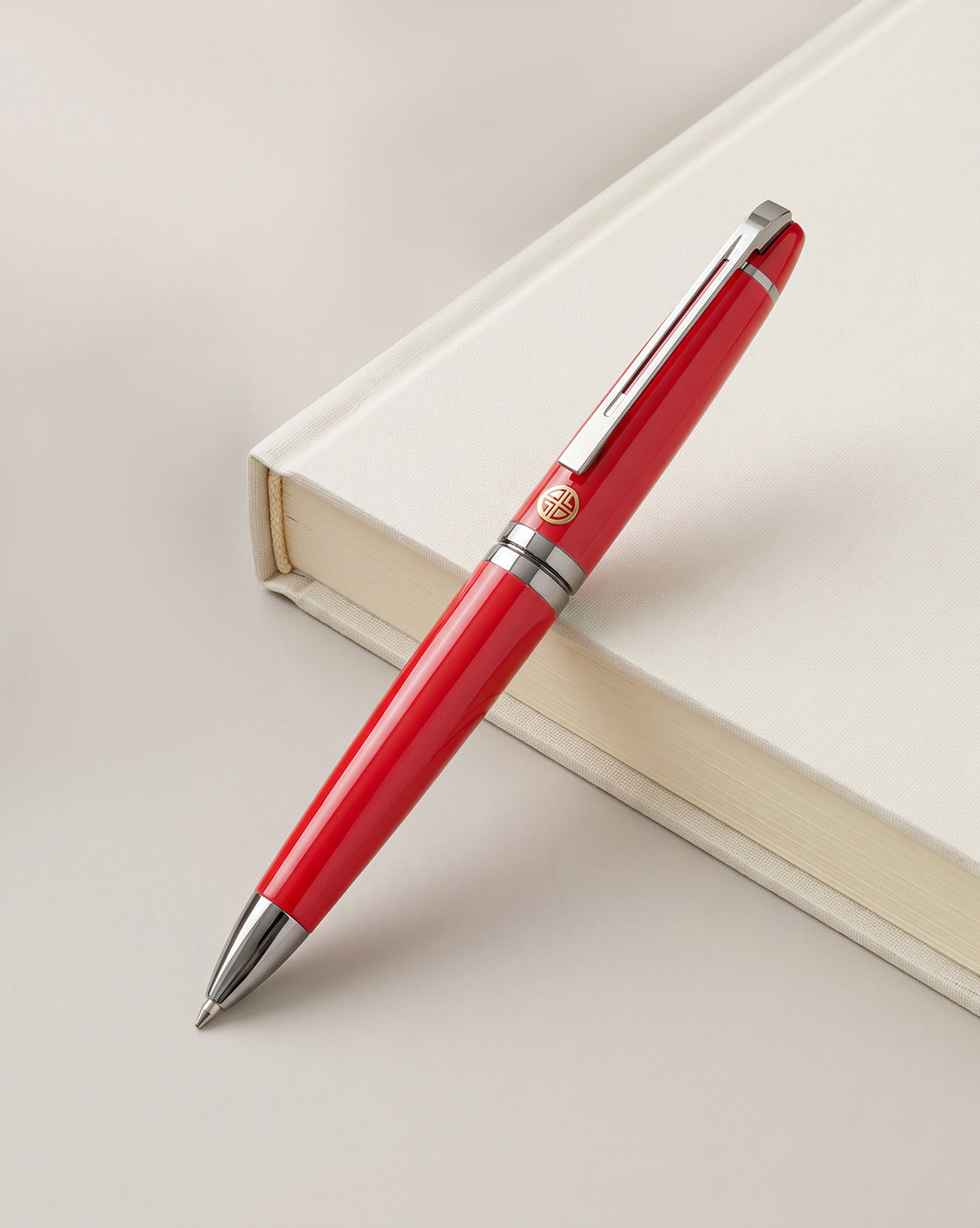 Red &amp; Metallic Toned Luxury Twist Ball Point Pen