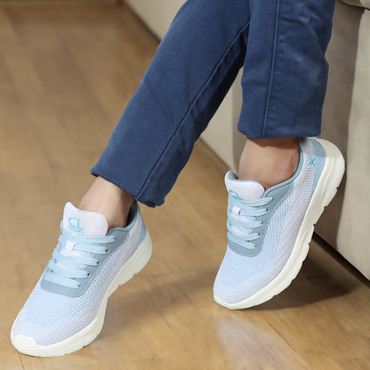Women Mesh Flyknit Technology Lace-Up Sports Shoes