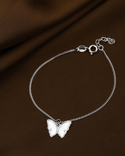 925 Sterling Silver Rhodium Plated Buttefly Charm Bracelet