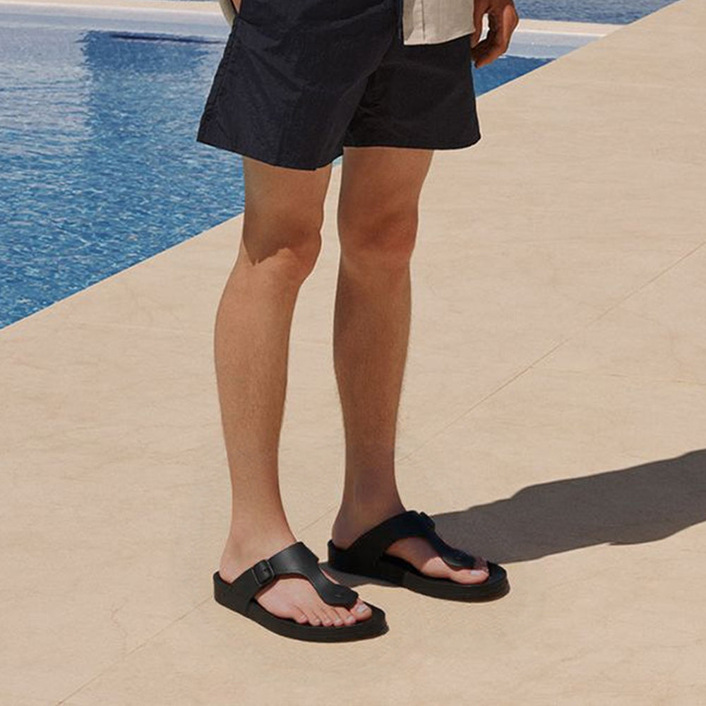Men Solid Thong Slide with Adjustable Strap
