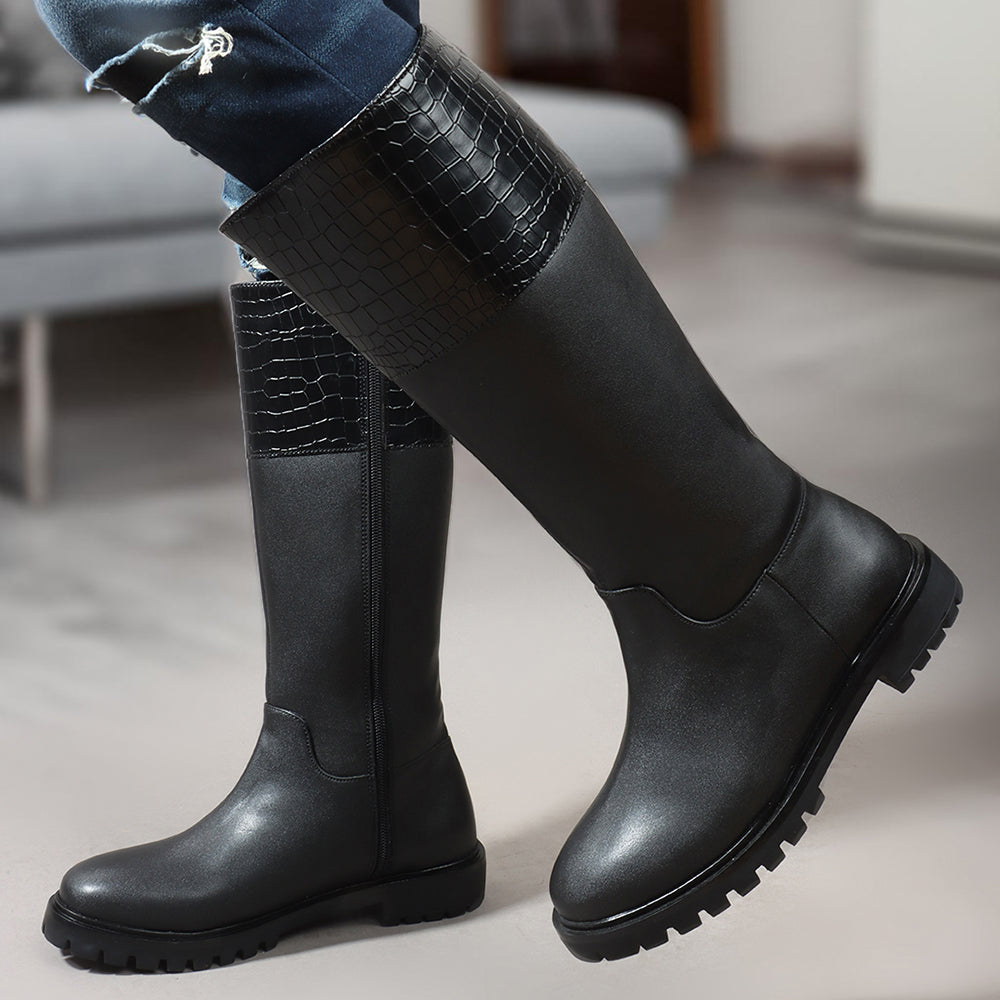 Women Block-Heeled Winter Long  Boots
