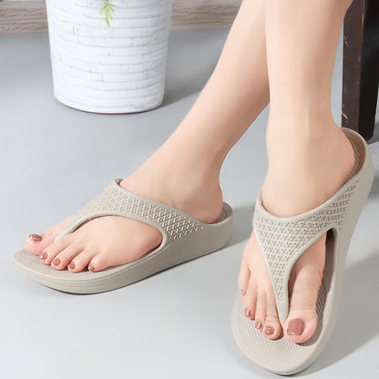 Women Solid Casual Thong Wedge Sandals
