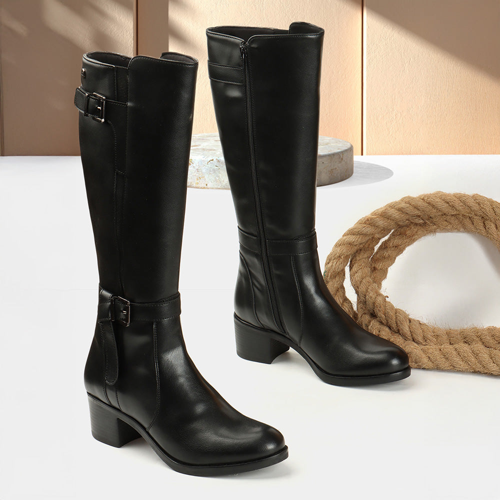 Women Block-Heeled Knee-Length Winter Boots