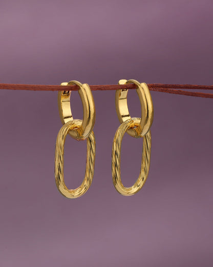 18kt Gold Plated Contemporary Interlocking Twisted Hoop Earring