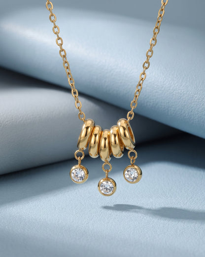 Gold-Plated Delicate Multi Loop Solitaire Drop Necklace