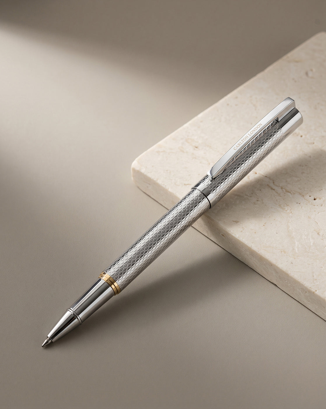 Silver and Gold Toned Sleek Executive Writing Tip Roller Ball Pen with Fine Tip and Smooth Ink