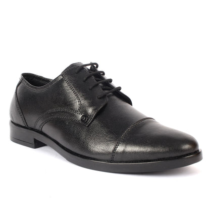 Carlton London Textured Cap-Toe Derby Leather Shoes for Men