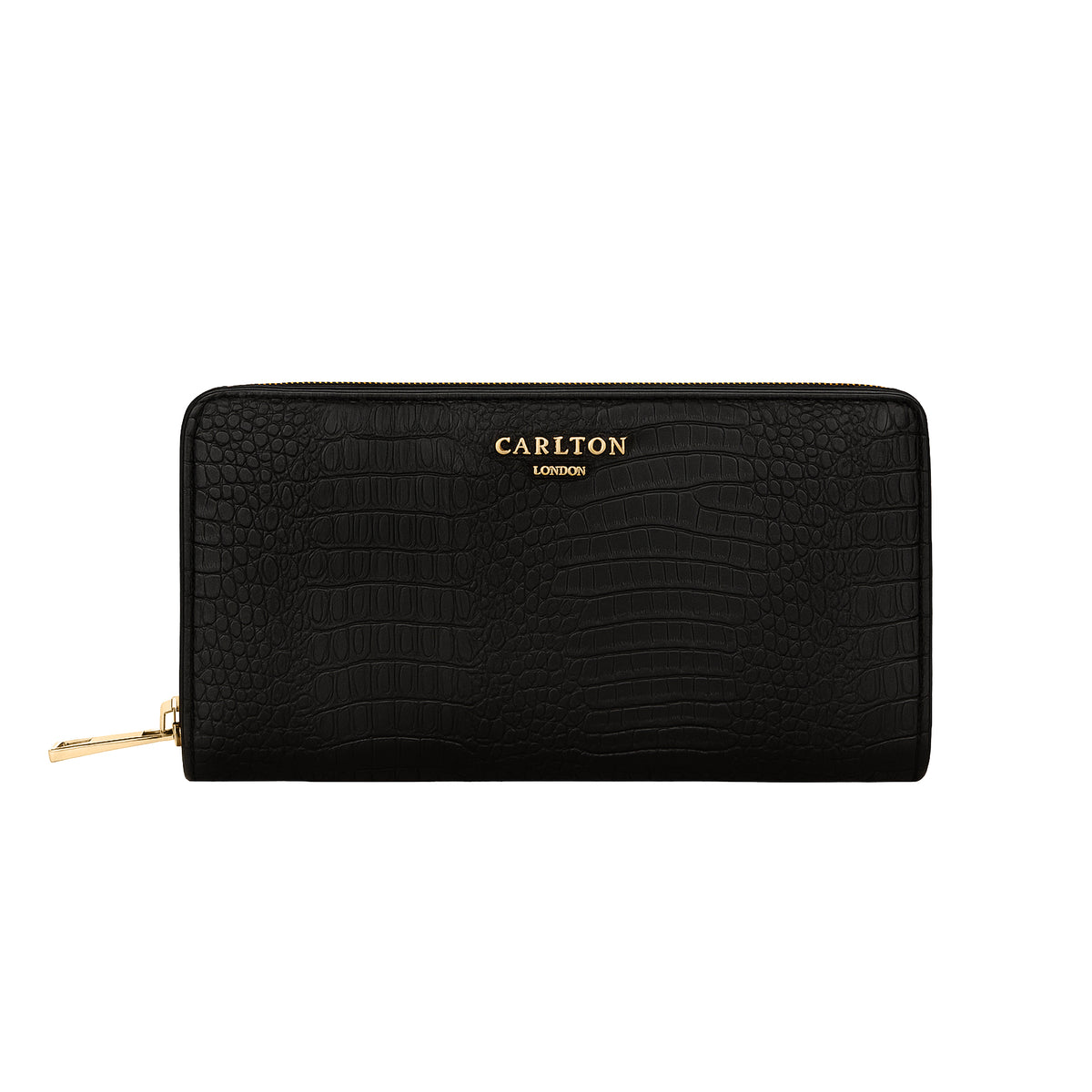 Carlton London Women Estelle Zip Around Textured Wallet with Gold Hardware