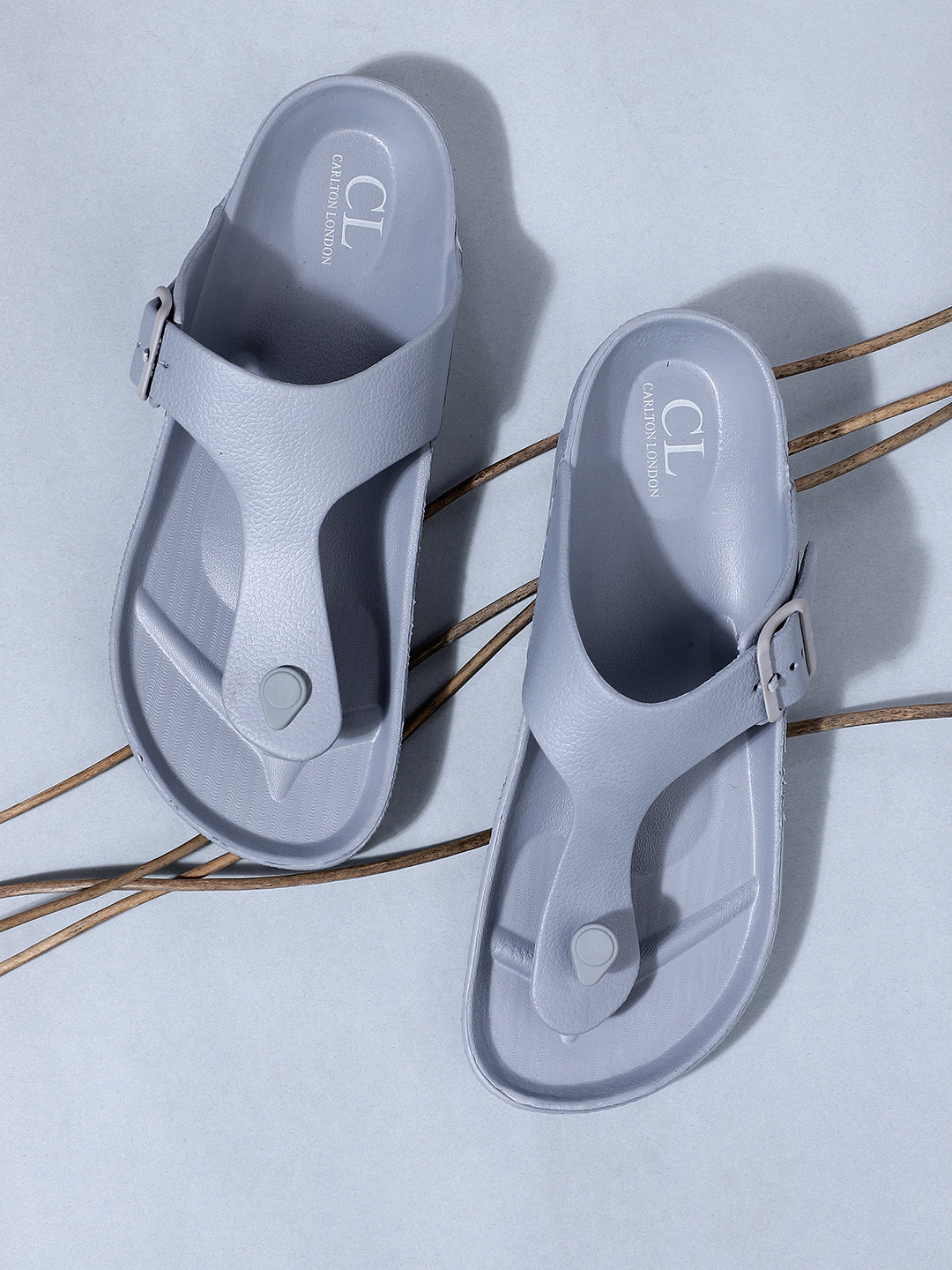 Men Solid Thong Slide with Adjustable Strap