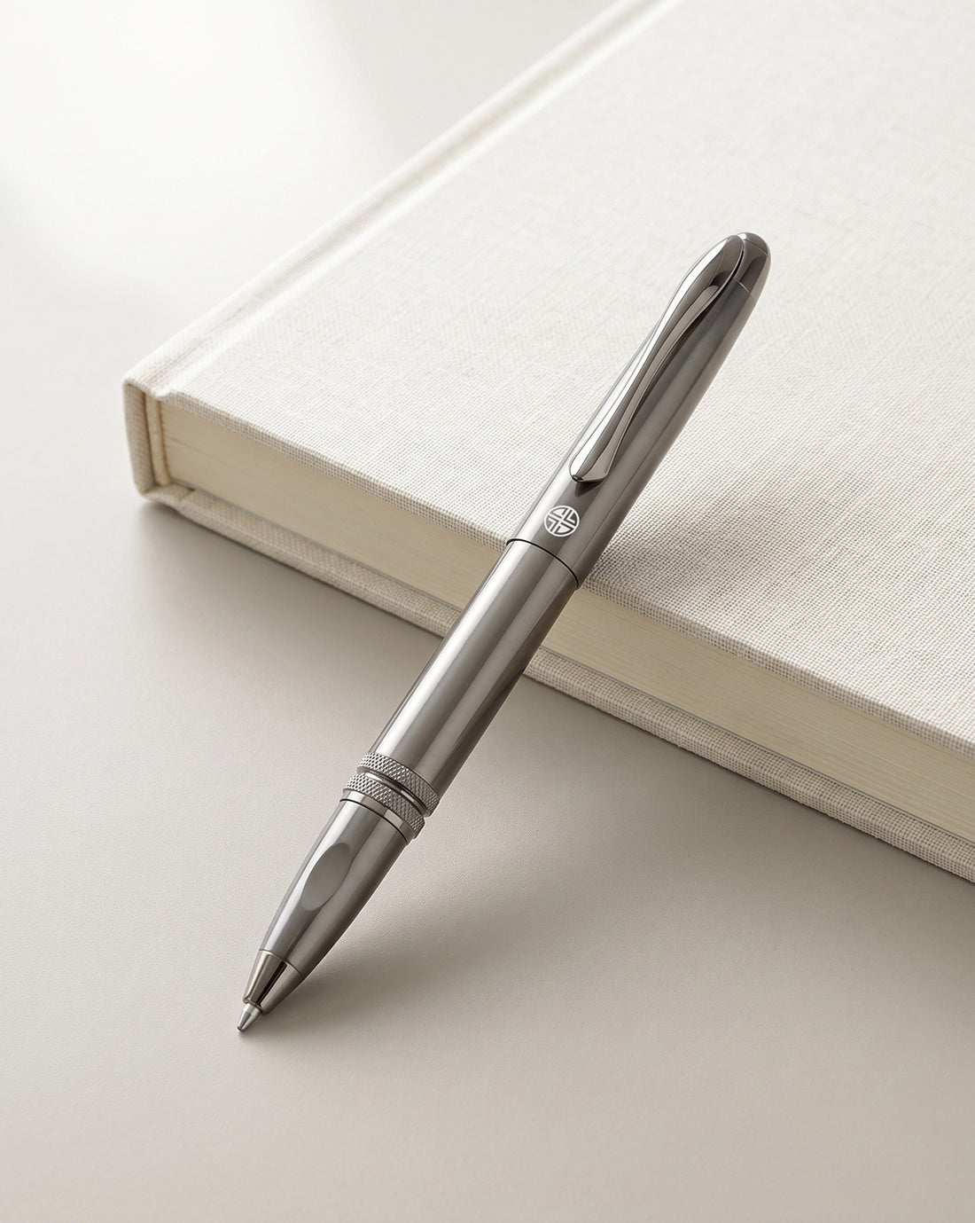 Grey and Silver Toned Executive Roller Ball Pen with Magnetic Cap and Smooth Ink