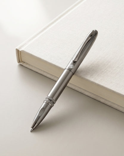 Grey and Silver Toned Executive Roller Ball Pen with Magnetic Cap and Smooth Ink
