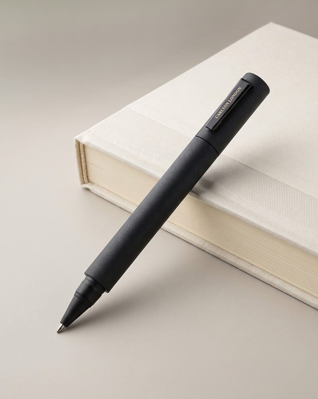 Matte Black Toned Luxury Executive Roller Writing Pen with Chrome Clip