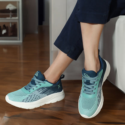 Women Mesh Flyknit Technology Lace-Up Sports Shoes
