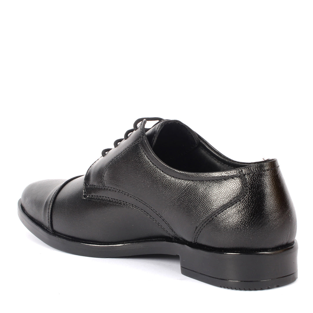 Carlton London Textured Cap-Toe Derby Leather Shoes for Men