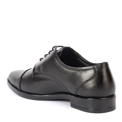 Carlton London Textured Cap-Toe Derby Leather Shoes for Men