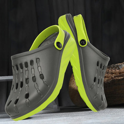 Men Two Tone Perforated Back Strap Clogs