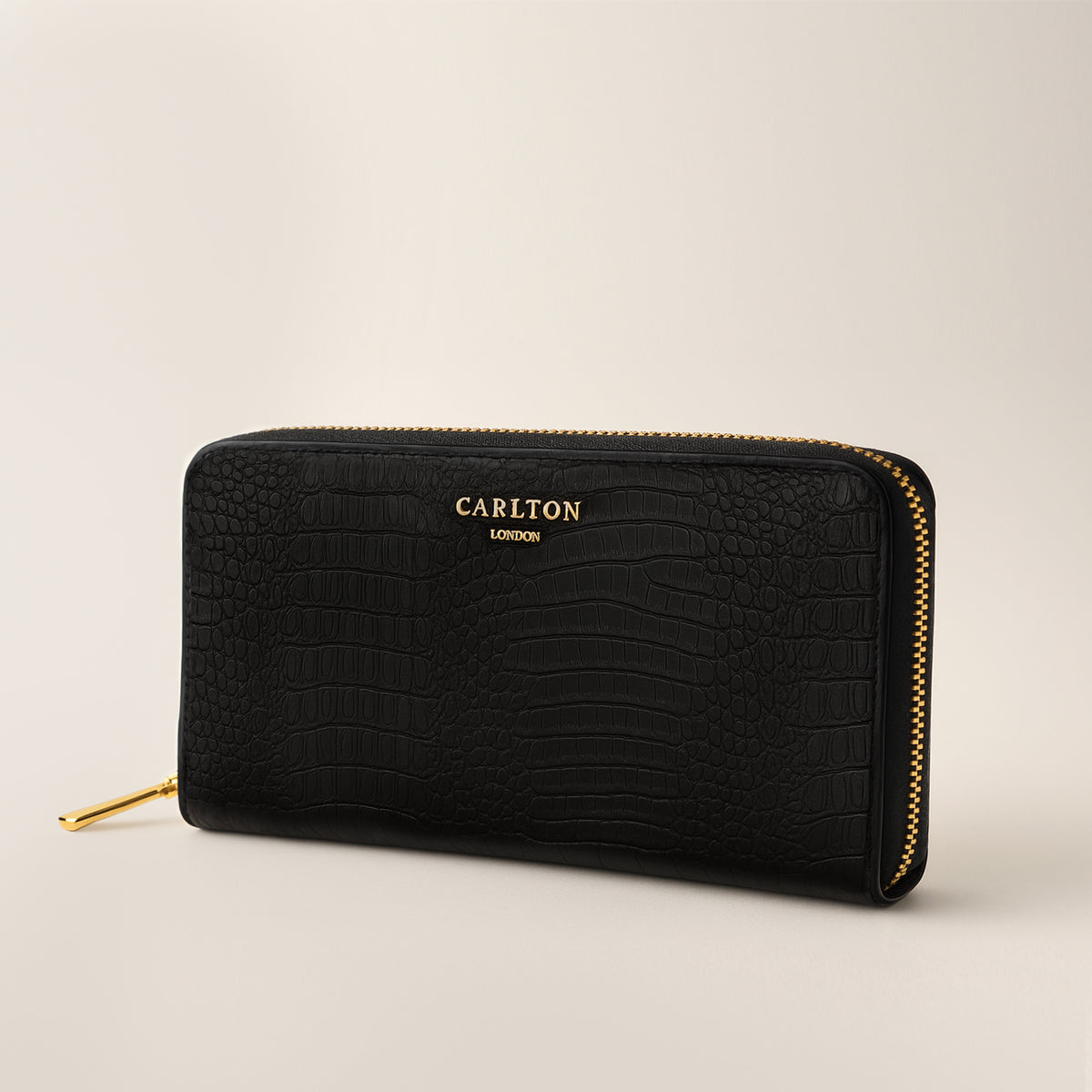 Carlton London Women Estelle Zip Around Textured Wallet with Gold Hardware