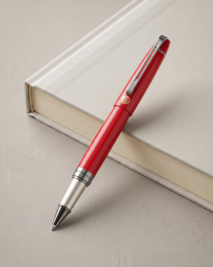 Red &amp; Metallic Toned Luxury Roller Ball Point Pen with Fine Tip &amp; Smooth Ink