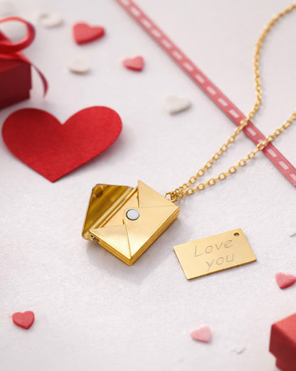Gold Plated Love Letter Envelope Pendant and Chain