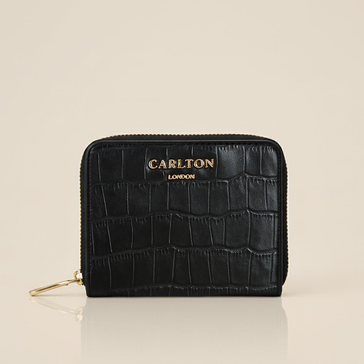 Carlton London Women Estelle Zip Around Textured Wallet with Gold Hardware