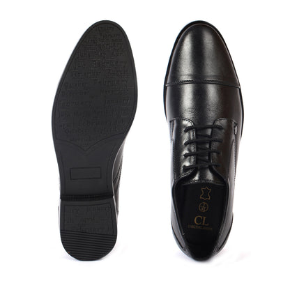 Carlton London Textured Cap-Toe Derby Leather Shoes for Men