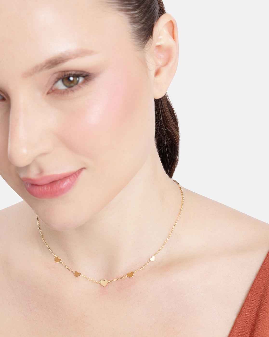18kt Gold Plated Heart Charms Necklace