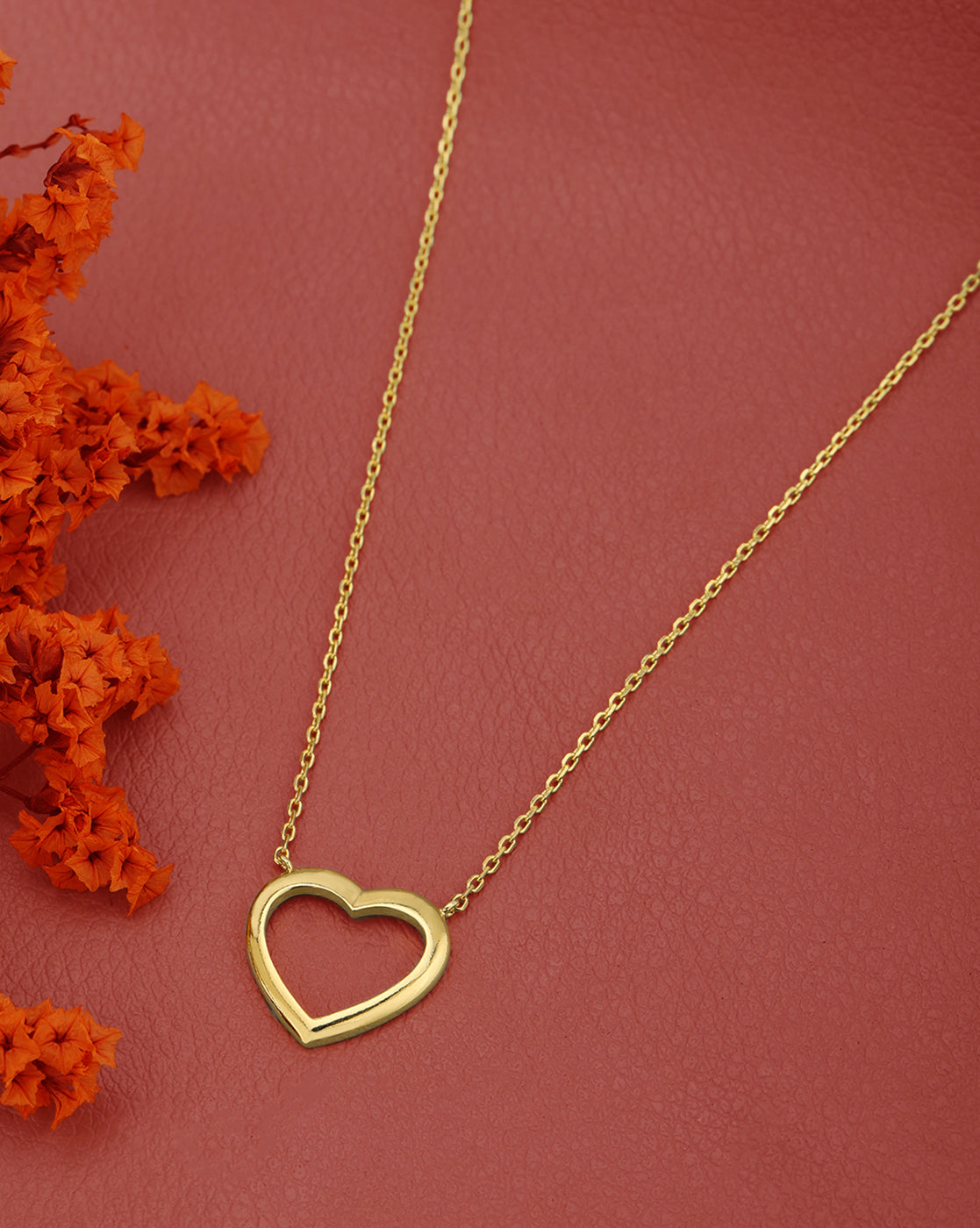 18kt Gold Plated Hi-Polish Heart Pendant Necklace