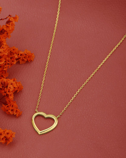 18kt Gold Plated Hi-Polish Heart Pendant Necklace
