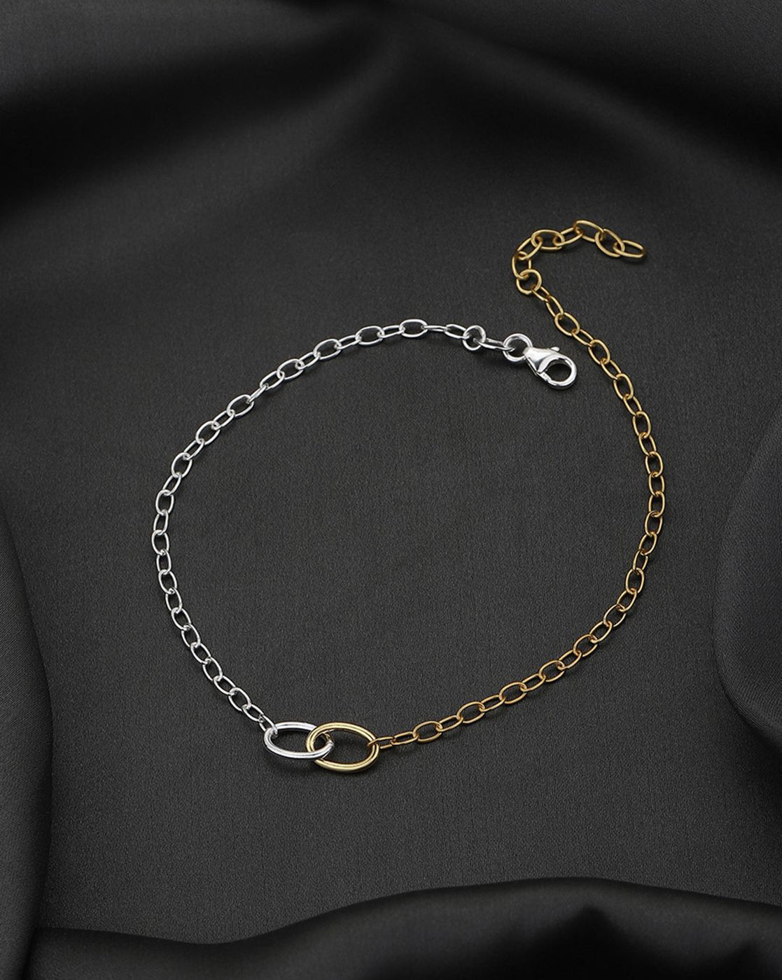 925 Sterling Silver  18kt Gold Plated Rhodium Embalished Anklet