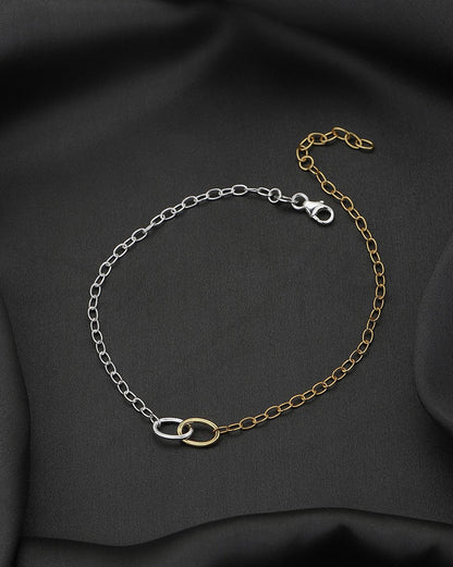 925 Sterling Silver  18kt Gold Plated Rhodium Embalished Anklet