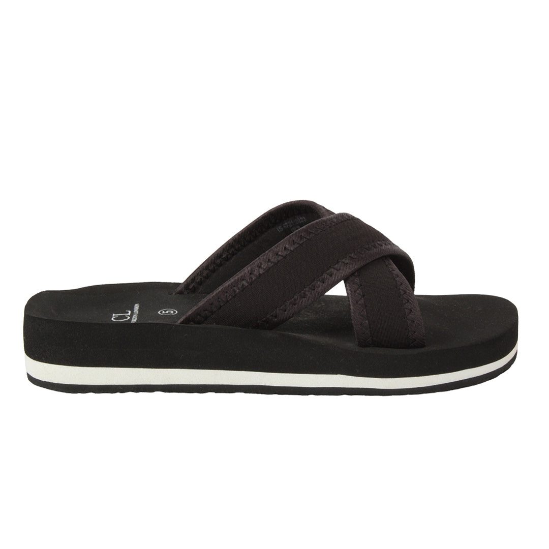 Carlton London Women Comfort Cushioned Footbed Slides, Casual Lightweight Low Wedge Open-Toe Walking Slides