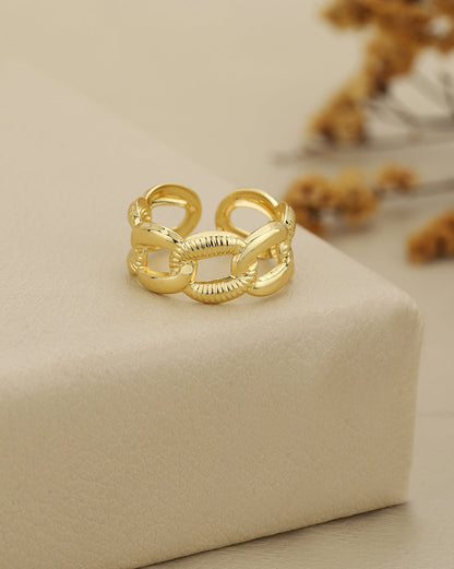 Gold Plated Contemporary Chain Link Adjustable Ring