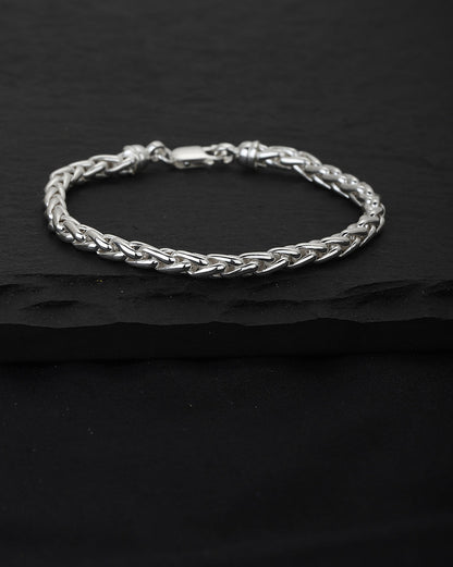Men Rhodium-Plated Arrow Link Chain Bracelet