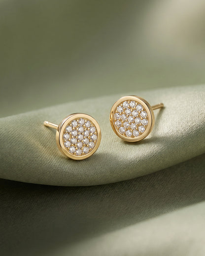 925 Sterling Silver with 18kt Gold Plated CZ Petite Circular Stud Earring