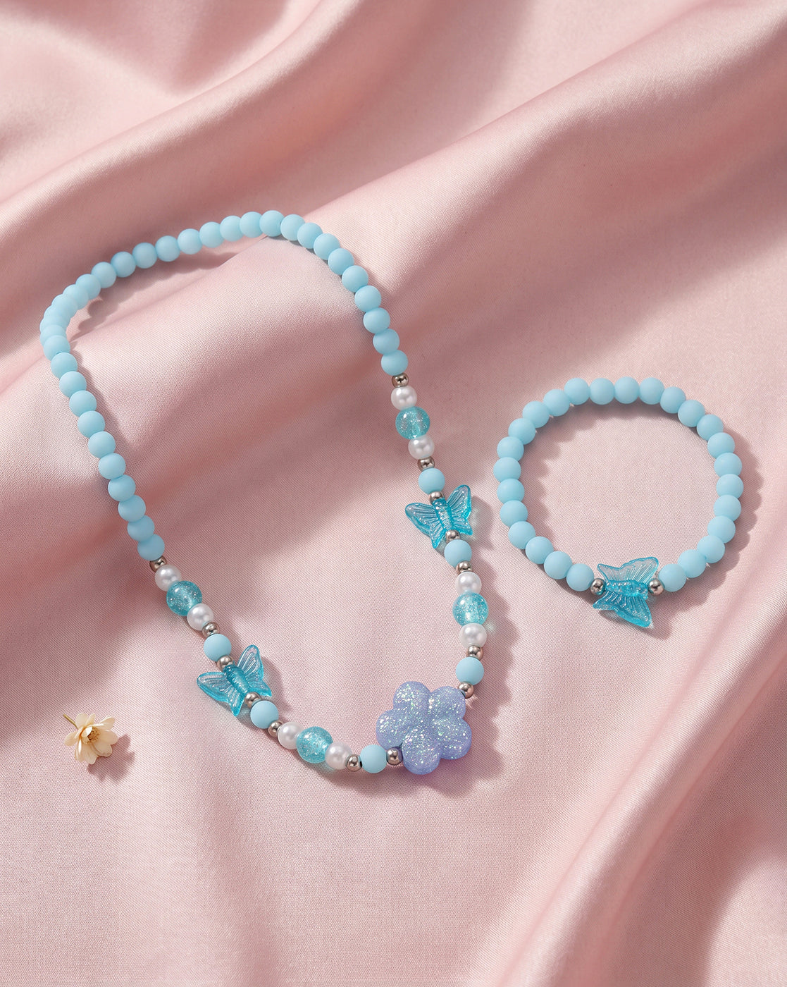 Butterfly and Flower Jewellery set with Multicolor Beads for Girls