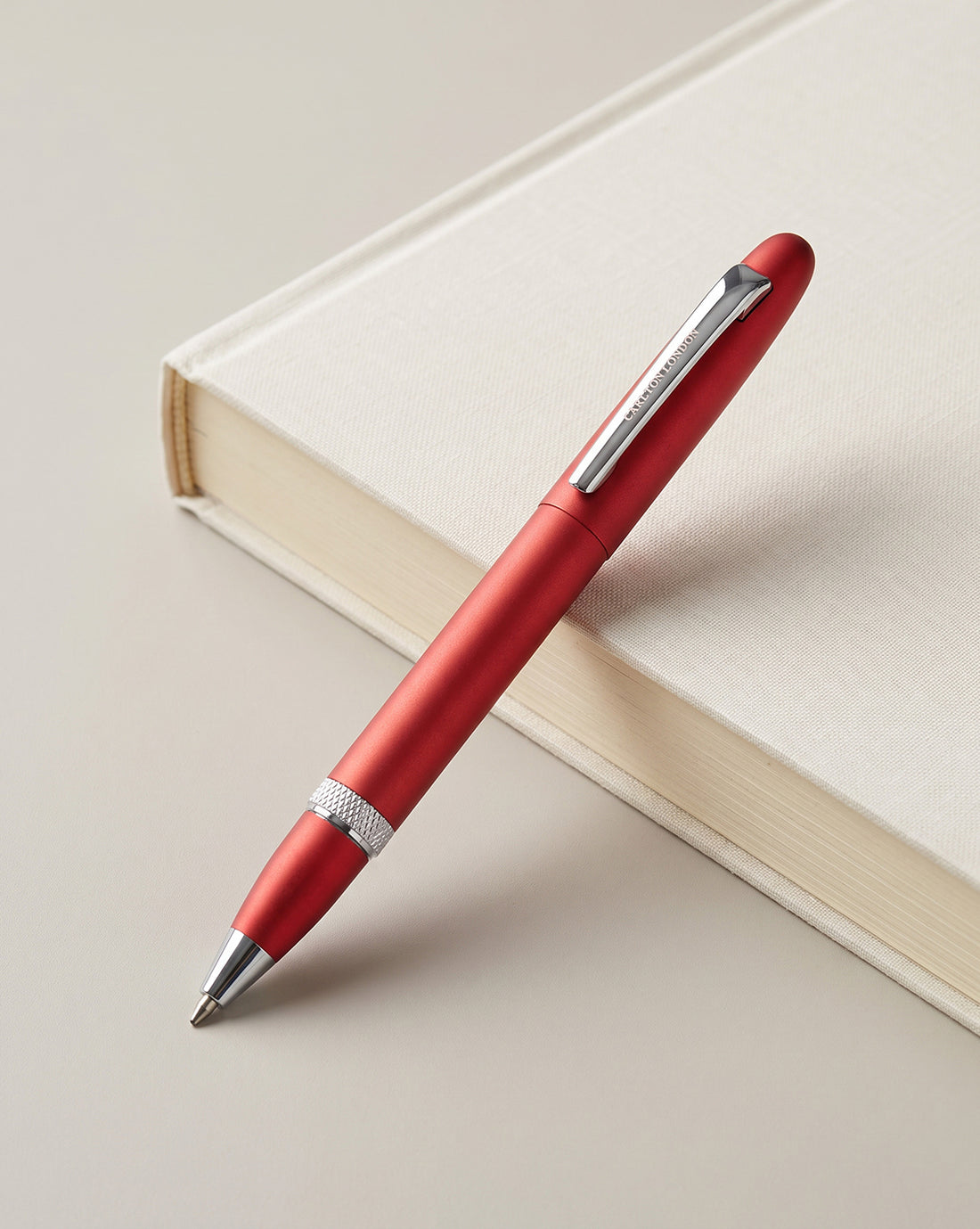 Red &amp; Silver Toned Metallic Stylish Executive Roller Ball Pen with Smooth Ink &amp; Sleek Writing