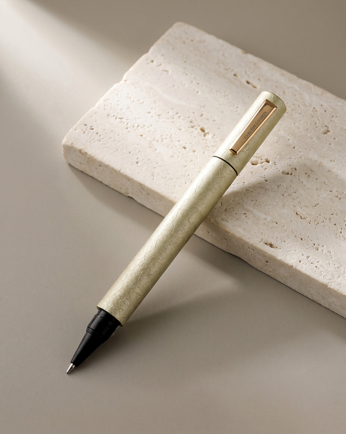 Champagne Gold &amp; Black Toned Premium Executive Writing Roller Ball Pen with Fine Tip &amp; Clip
