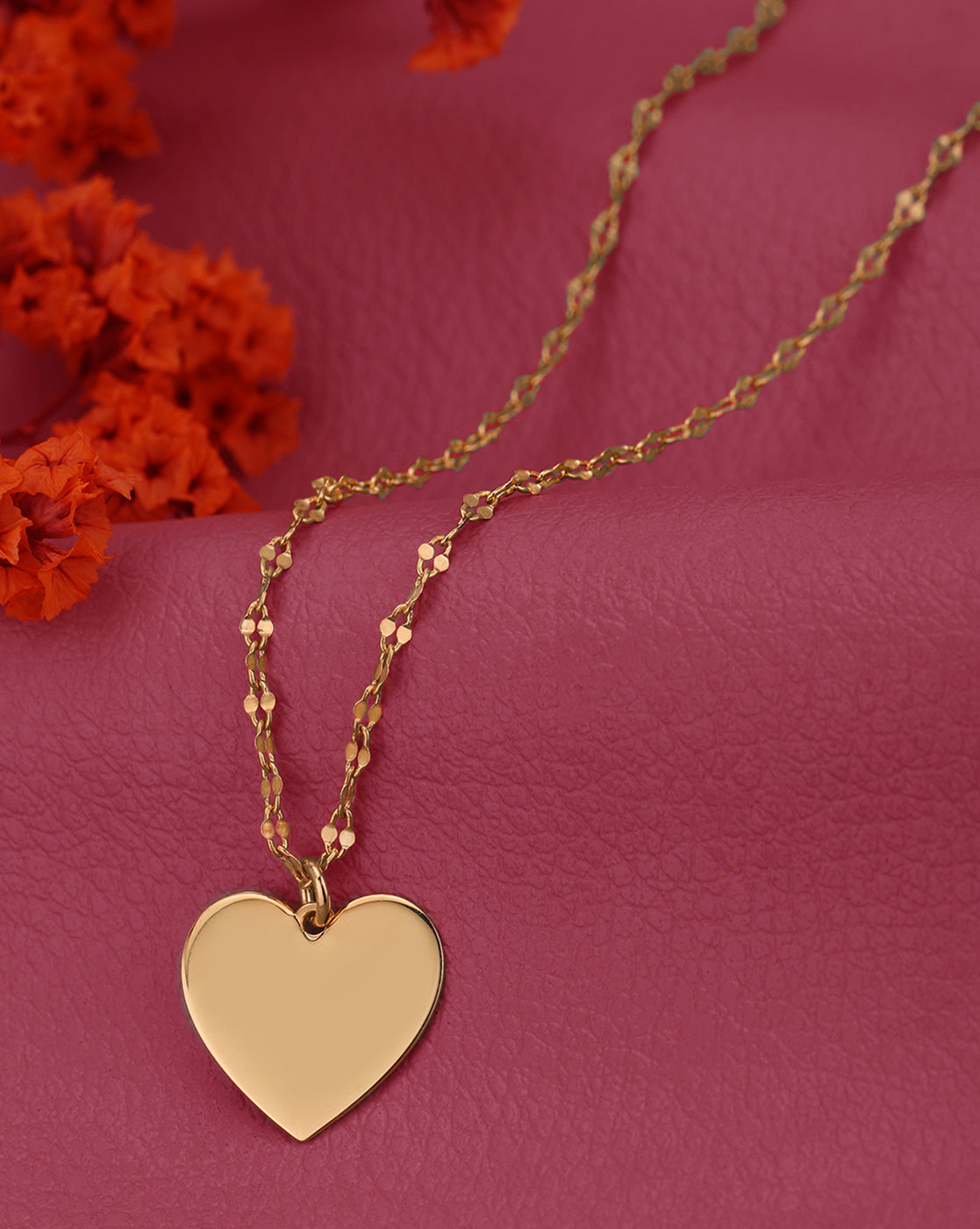 18kt Rose Gold Plated Modern Heart Pendant with Fancy Chain