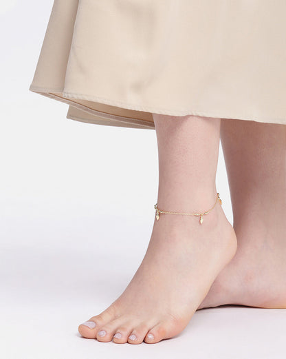 18kt Gold Plated Leaf Charm Anklet
