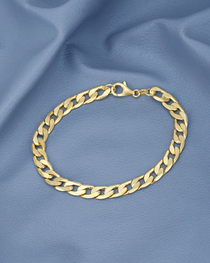 Premium 18kt Gold Plated Diamond Cut Curb Chain Bracelet for Men