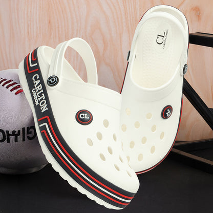 Men Sporty Striped Slip On Clogs