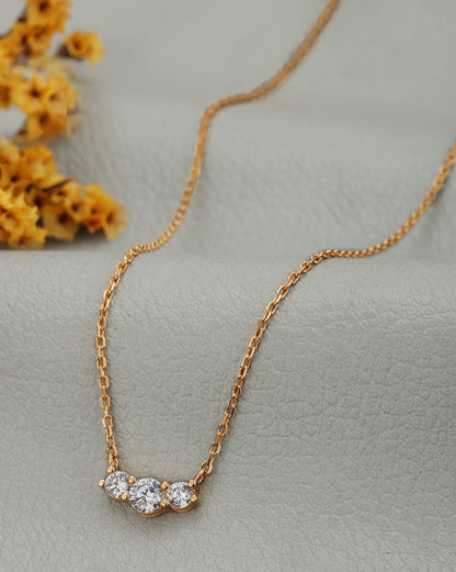 18KT Rose Gold Plated Graduated Round Solitaire CZ Necklace