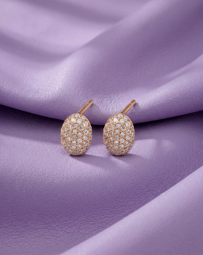 18kt Rose Gold Plated CZ Petite Oval Stud Earring