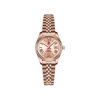 Harper: Mini Rose Gold Stainless Steel Women Analog Watch CLRLW-002