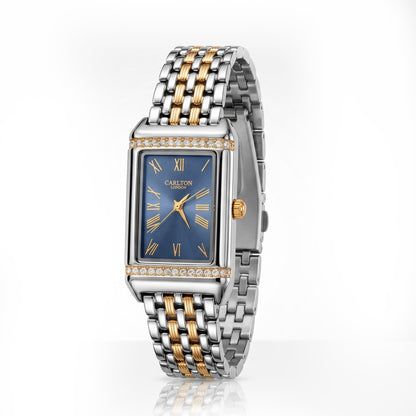 Carlton London Amara Women’s Watch – Sky Blue Rectangle Dial, Metal Strap – CL-AM-SKY
