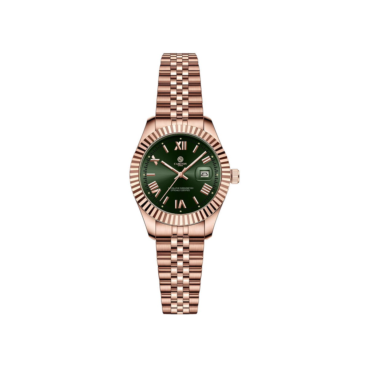 Carlton London Mini Green/ Rose Gold Stainless Steel Women Analog Watch CLRLW-001