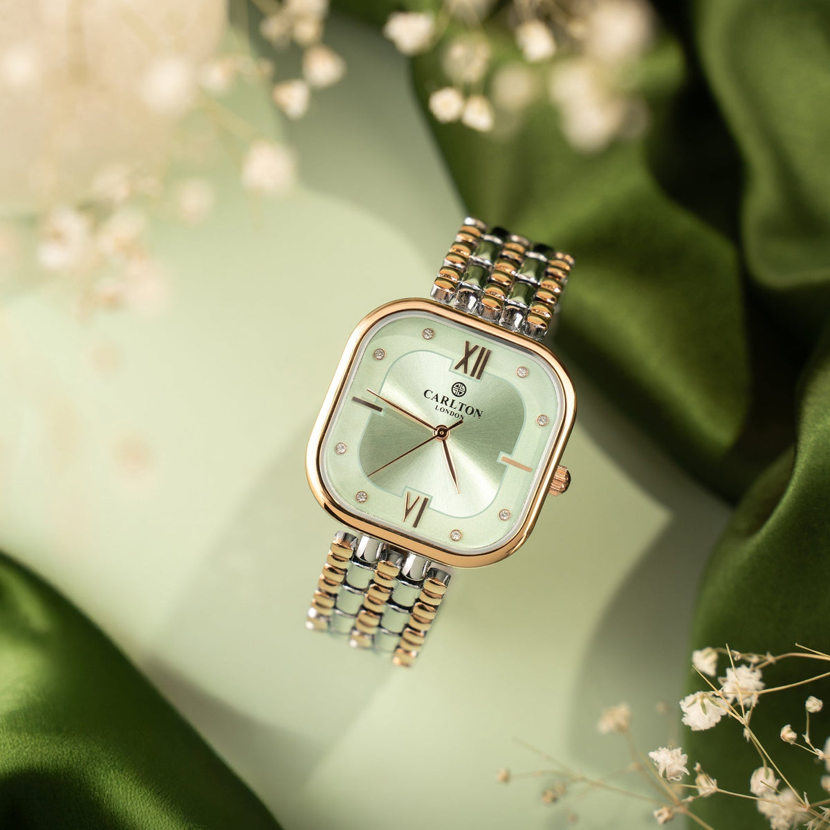 Chelsea: Women Mint Green Dial Stainless Steel Analog Watch-CLSSCLGRN
