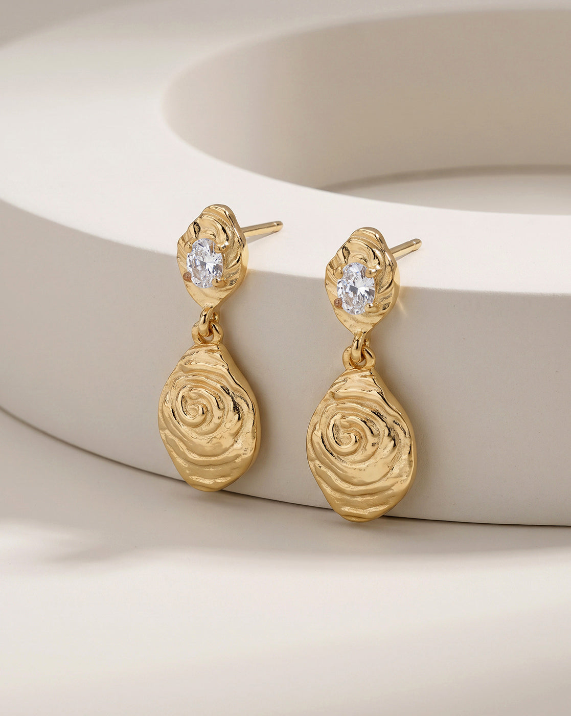 18kt Gold Plated CZ Contemporary Drop Earring