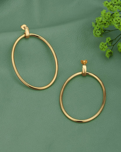 18kt Gold Plated Bold Oval Link Drop Earring